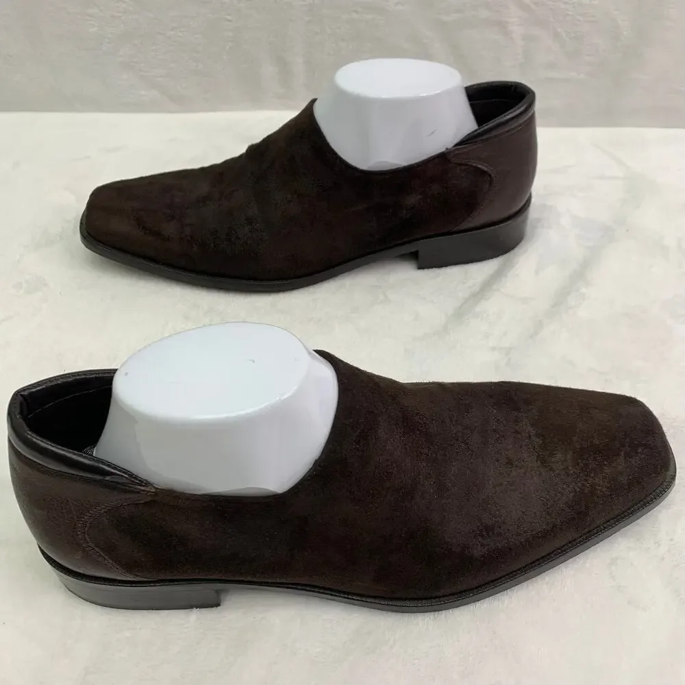 Donald J Pliner Rex 120 Mens 8.5M Nappa Leather Suede Dark Brown Italy Loafers